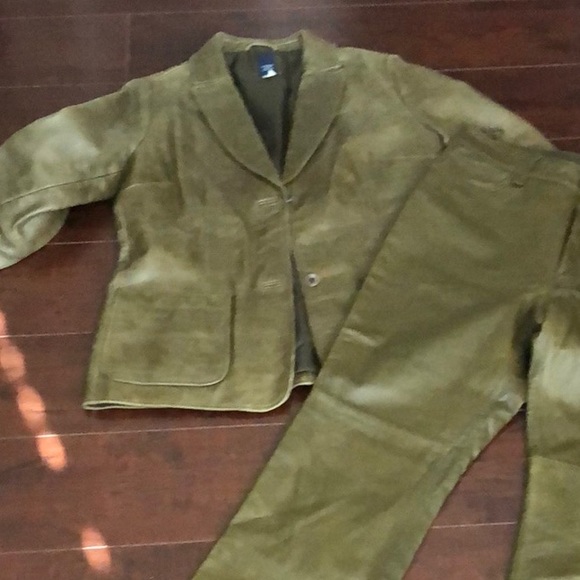 🔵 Vintage NWOT Olive Leather Blazer - Picture 4 of 4